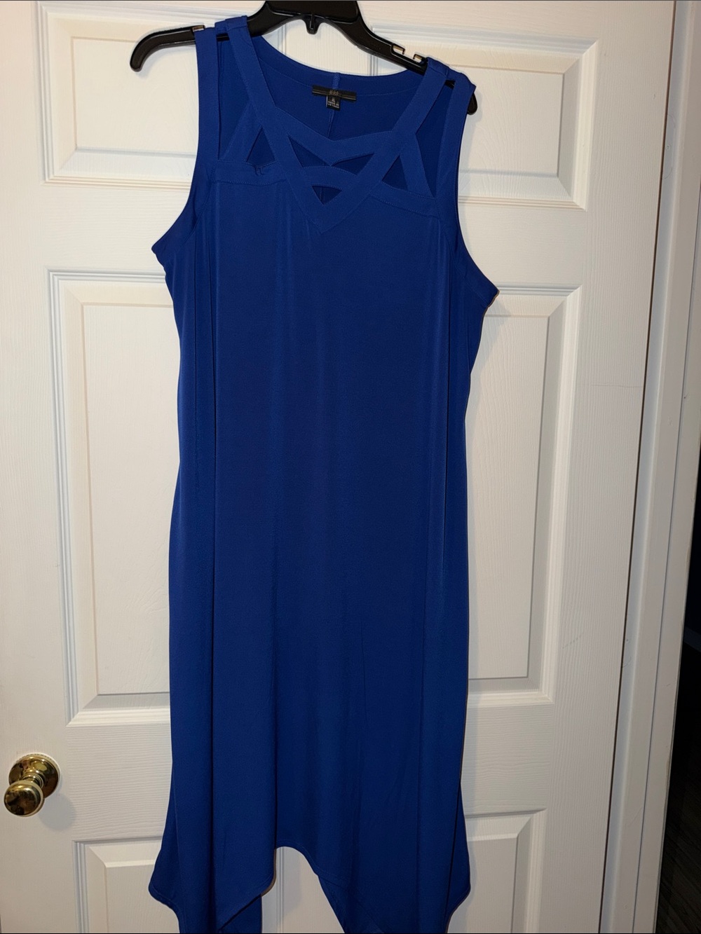R&K Royal Blue Sleeveless Dress with Geometric Cutouts